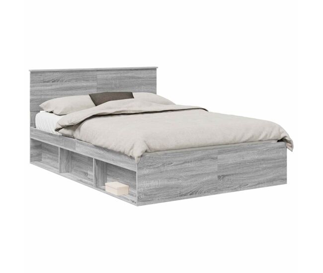 Estructura de cama matrimonial comodidad con cabecera - gris sonoma 140 x 200 cm