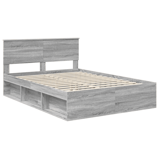 Estrutura da Cama de casal simple com cabeceira Cinza Sonoma 140 x 200 cm