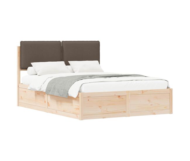 Estructura de cama matrimonial estilo con cabecera tapizada taupé 140 x 190 cm