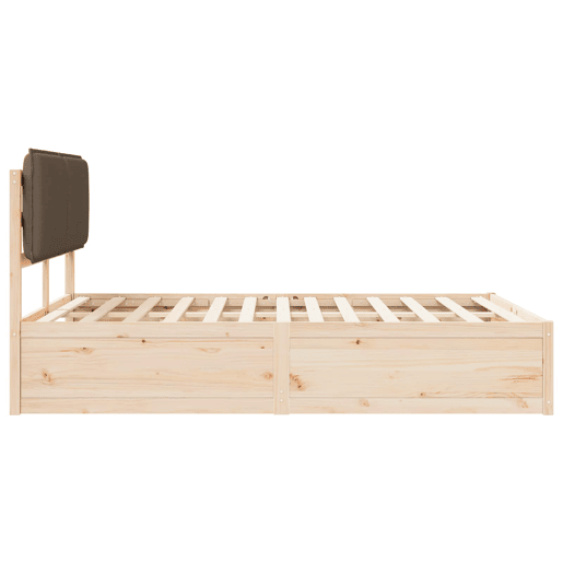 Estrutura de Cama de casal moderno com Cabeceira Estofada Cinzento-acastanhado
