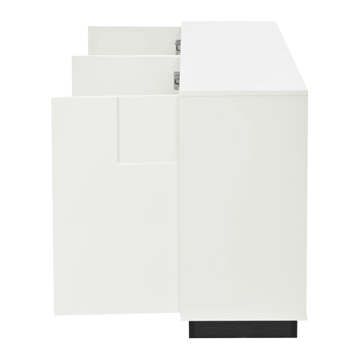 Aparador de sala 160x37x75,5 cm - 4 portas, design geométrico, grande capacidade de arrumação - Branco Aparador de sala 160x37x75,5 cm - 4 portas, design geométrico, grande capacidade de arrumação - Branco