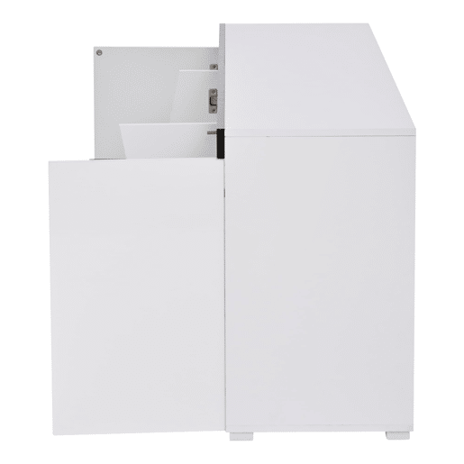 Aparador de sala 140x40x65 cm - 3 armários, 4 portas, design moderno com LED - Branco Aparador de sala 140x40x65 cm - 3 armários, 4 portas, design moderno com LED - Branco