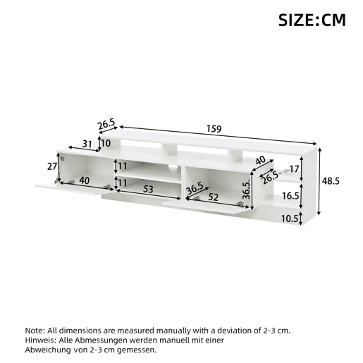 Móvel de TV 190x40x48,5 cm - Lowboard moderno com LED e design de alto brilho para TVs até 70 - Branco Móvel de TV 190x40x48,5 cm - Lowboard moderno com LED e design de alto brilho para TVs até 70 - Branco