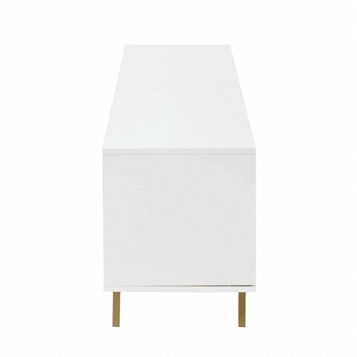 Móvel para TV 190x40x51,5 cm - com 4 portas, 6 pés metálicos, adequado para televisores de até 85 polegadas - branco e dourado
