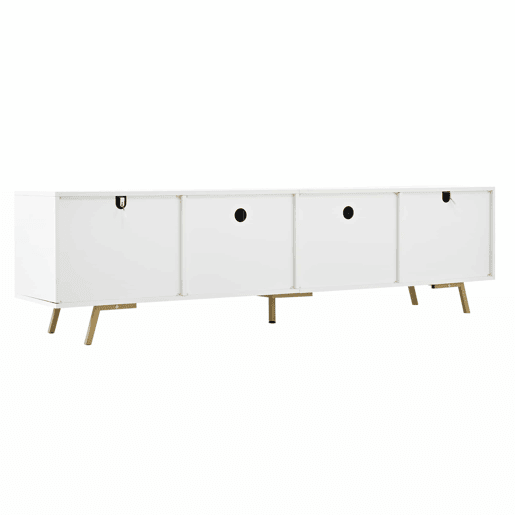 Móvel para TV 190x40x51,5 cm - com 4 portas, 6 pés metálicos, adequado para televisores de até 85 polegadas - branco e dourado