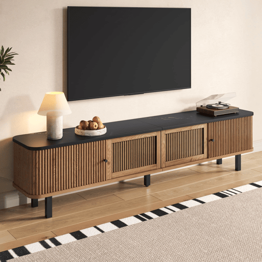 Móvel de TV 190x35x45 cm - Duas portas de correr, duas portas de grade, design exclusivo - Carvalho Móvel de TV 190x35x45 cm - Duas portas de correr, duas portas de grade, design exclusivo - Carvalho