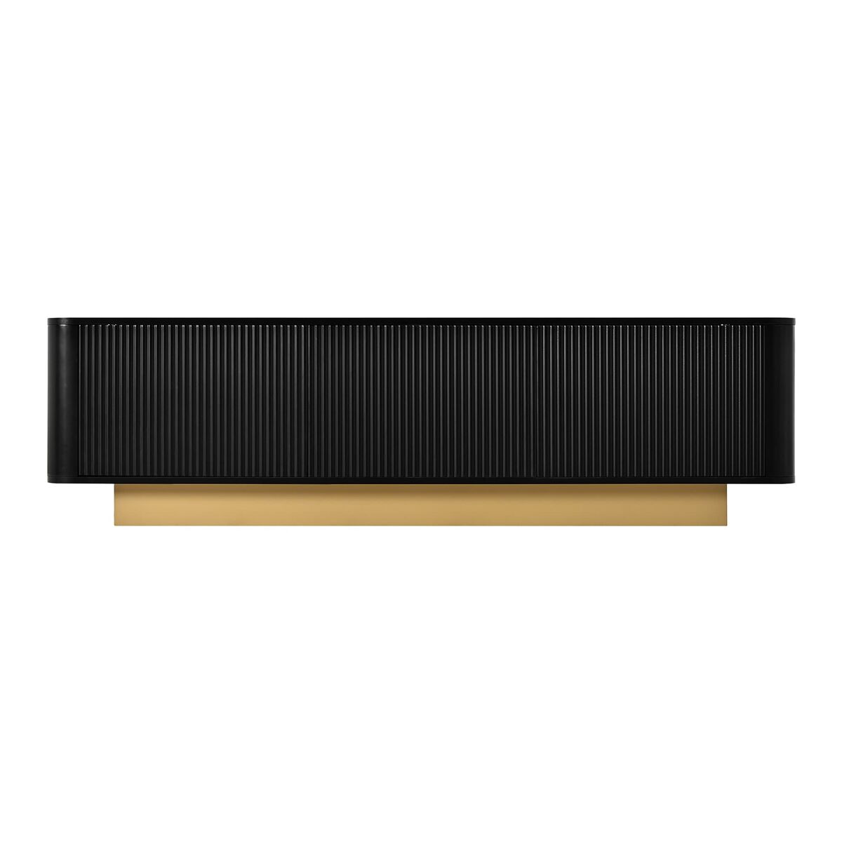 Mueble tv 160 cm - diseño redondeado, almacenaje, gestión de cables, frente texturizado - negro