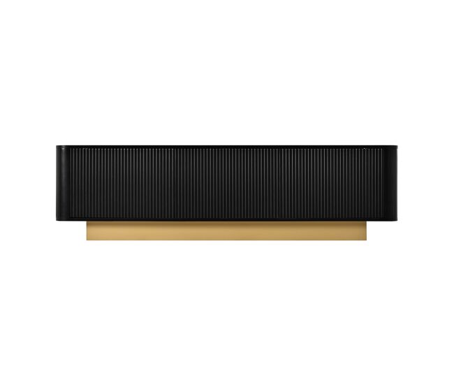 Mueble tv 160 cm - diseño redondeado, almacenaje, gestión de cables, frente texturizado - negro
