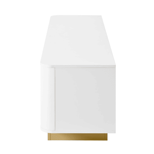 Móvel de TV 170 cm - Design arredondado, arrumação, gestão de cabos, frente texturizada - Branco
