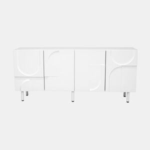Aparador de sala de jantar 160x40x93 cm - Design geométrico, múltiplas opções de arrumação, moderno - Branco