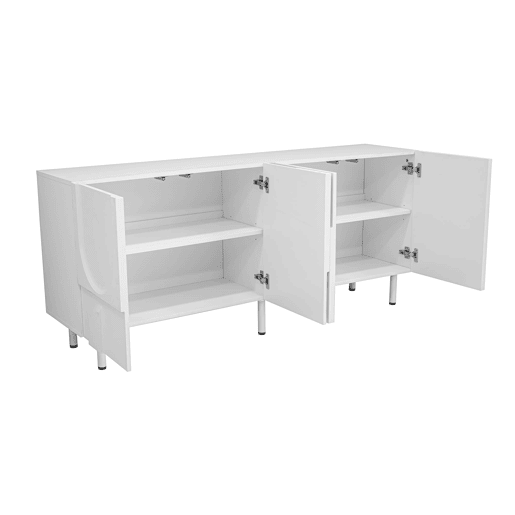 Aparador de sala de jantar 160x40x93 cm - Design geométrico, múltiplas opções de arrumação, moderno - Branco Aparador de sala de jantar 160x40x93 cm - Design geométrico, múltiplas opções de arrumação, moderno - Branco