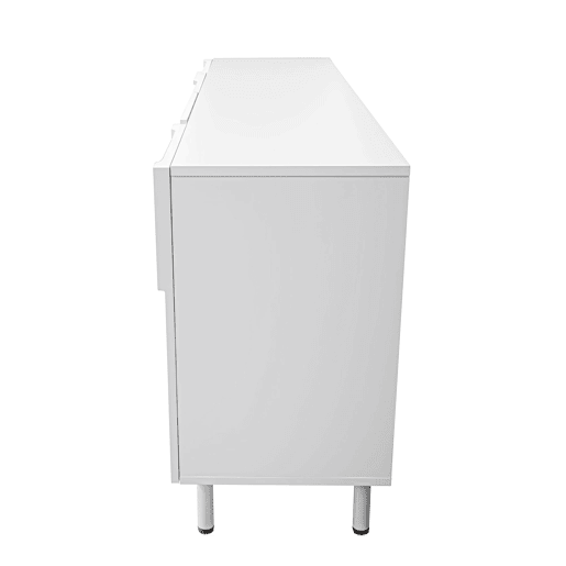 Aparador de sala de jantar 160x40x93 cm - Design geométrico, múltiplas opções de arrumação, moderno - Branco Aparador de sala de jantar 160x40x93 cm - Design geométrico, múltiplas opções de arrumação, moderno - Branco