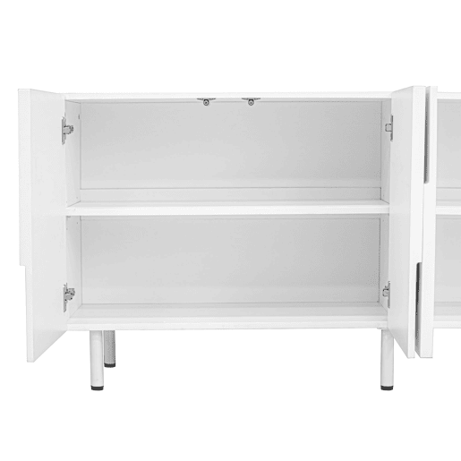 Aparador de sala de jantar 160x40x93 cm - Design geométrico, múltiplas opções de arrumação, moderno - Branco Aparador de sala de jantar 160x40x93 cm - Design geométrico, múltiplas opções de arrumação, moderno - Branco