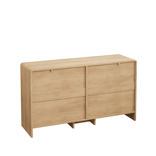 Aparador de canto 130 cm - 6 gavetas em rattan curvado - Natural