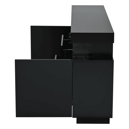Aparador 140x35x80 cm - Moderno, alto brilho, barra de café, LED - Preto Aparador 140x35x80 cm - Moderno, alto brilho, barra de café, LED - Preto