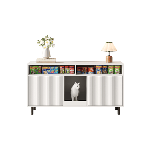Armário para caixa de areia 120x50x66 cm - com tapete coletor e prateleiras - Branco