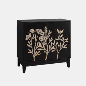 Buffet Vintage 80 cm - entalhado, 2 portas, prateleiras ajustáveis - Preto