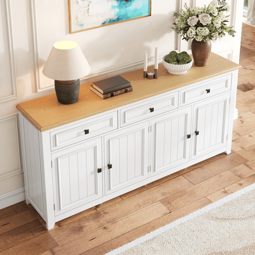 Aparador 160x35x76 cm - Moderno e minimalista, amplo espaço de armazenamento - Branco