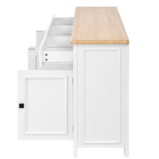 Aparador 160x35x76 cm - Moderno e minimalista, amplo espaço de armazenamento - Branco