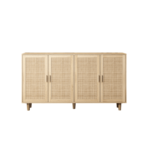 Armário decorativo com 4 portas + 158 cm - elegante e funcional - rattan natural