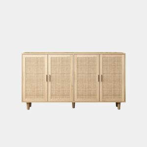 Armário decorativo com 4 portas + 158 cm - elegante e funcional - rattan natural