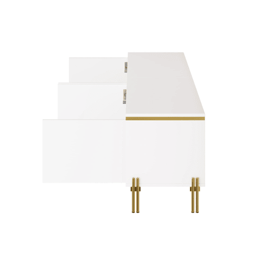 Conjunto de móvel de TV e mesa de centro - Luxuoso, alto brilho, bordas douradas, grande capacidade de armazenamento - Branco Conjunto de móvel de TV e mesa de centro - Luxuoso, alto brilho, bordas douradas, grande capacidade de armazenamento - Branco