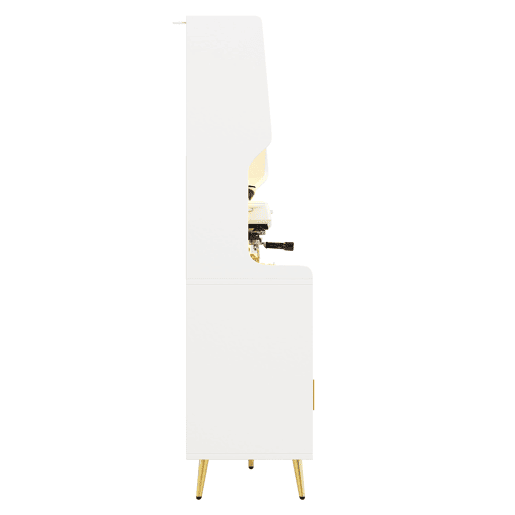 Aparador alto 145x39x171 cm - LED, App, gaveta, prateleira com painel perfurado - Branco