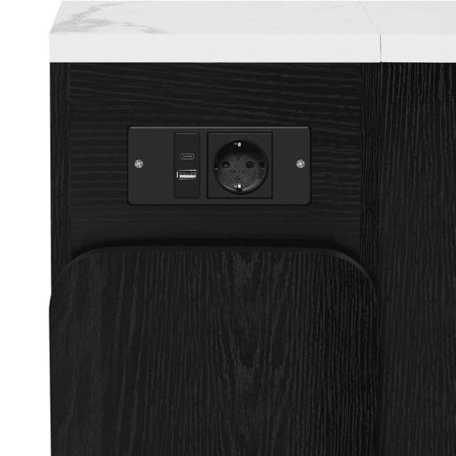 Mesa de Jantar Extensível e Ilha de Cozinha com Estação de Carga USB e Luzes LED com Prateleiras de Arrumação e Rodas Bloqueáveis de MEUBLES COSY
