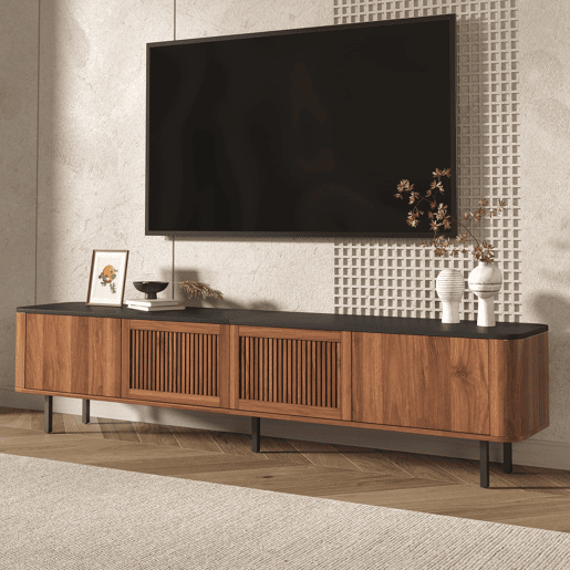 Móvel de TV 190x35x45 cm - design moderno e baixo - nogal Móvel de TV 190x35x45 cm - design moderno e baixo - nogal