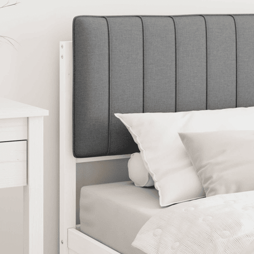 Estrutura de cama de solteiro simple com Cabeceira Estofada Cinzento-claro
