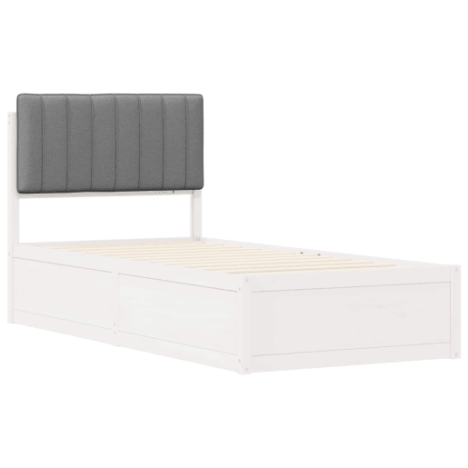 Estrutura de cama de solteiro simple com Cabeceira Estofada Cinzento-claro