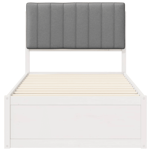 Estrutura de cama de solteiro simple com Cabeceira Estofada Cinzento-claro