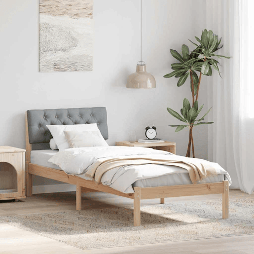 Estrutura de cama de solteiro simple - Marrom e cinza claro 75 x 190 cm