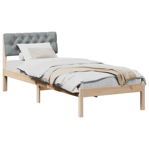 Estrutura de cama de solteiro simple - Marrom e cinza claro 75 x 190 cm