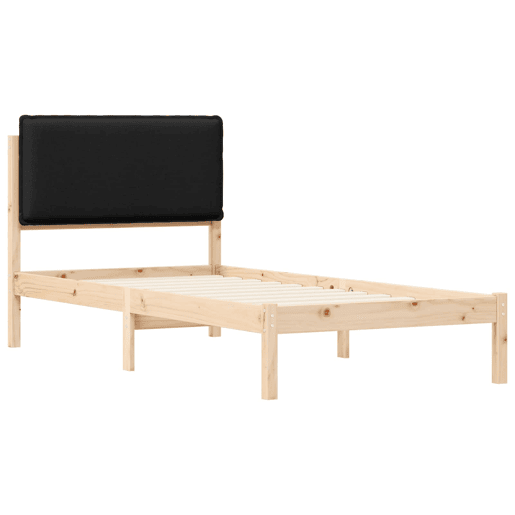 Estrutura de cama de solteiro para adultos com Cabeceira Estofada Preto 90 x 200 cm