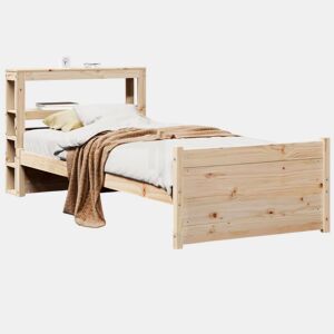 Estrutura de cama de solteiro para adultos com cabeceira 75x190 cm pinho maciço