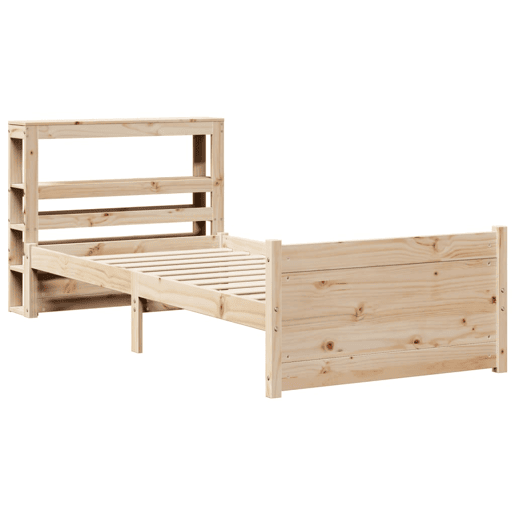 Estrutura de cama de solteiro para adultos com cabeceira 75x190 cm pinho maciço Estrutura de cama de solteiro para adultos com cabeceira 75x190 cm pinho maciço