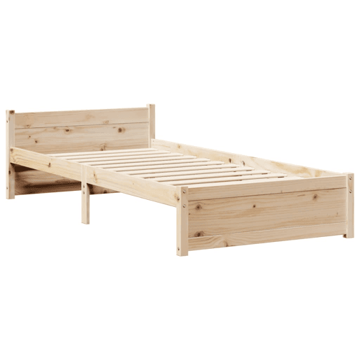 Estrutura de cama de solteiro para adultos com cabeceira 75x190 cm pinho maciço Estrutura de cama de solteiro para adultos com cabeceira 75x190 cm pinho maciço