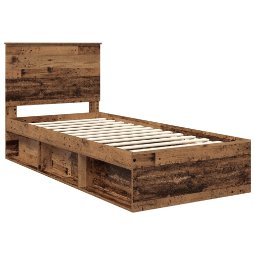 Estrutura de cama de solteiro para adultos com cabeceira Madeira antiga 90 x 200 cm