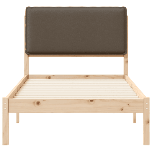 Estrutura de cama de solteiro Design com Cabeceira Estofada Cinzento-acastanhado