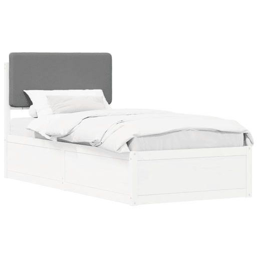 Estrutura de cama de solteiro simple com Cabeceira Estofada Cinzento-claro