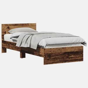 Estrutura de cama de solteiro para adultos Madeira antiga 90 x 200 cm Madeira processada