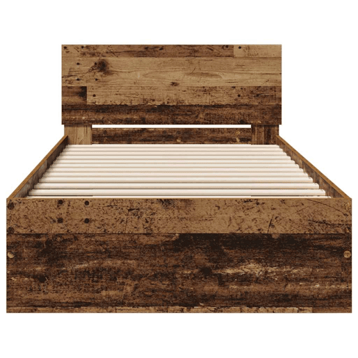 Estrutura de cama de solteiro para adultos Madeira antiga 90 x 200 cm Madeira processada