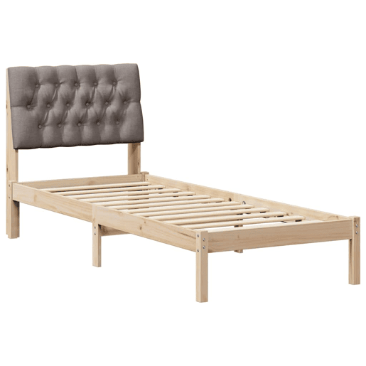 Estrutura de cama de solteiro para adultos com Cabeceira Estofada Castanho 75 x 190 cm
