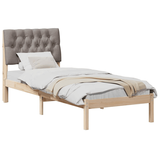 Estrutura de cama de solteiro para adultos com Cabeceira Estofada Castanho 75 x 190 cm