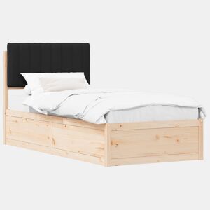 Estrutura de cama de solteiro para adultos com Cabeceira Estofada Preto 90 x 190 cm