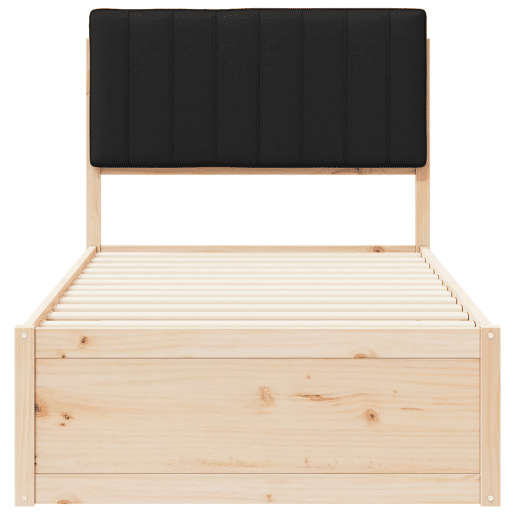 Estrutura de cama de solteiro para adultos com Cabeceira Estofada Preto 90 x 190 cm