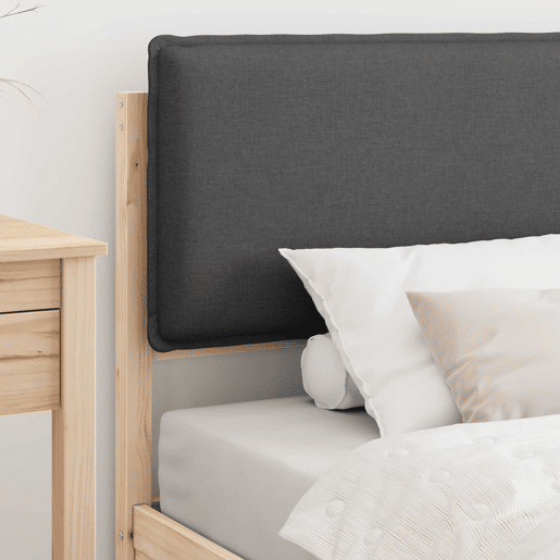 Estrutura de cama de solteiro para adultos com Cabeceira Estofada Cinza Escuro