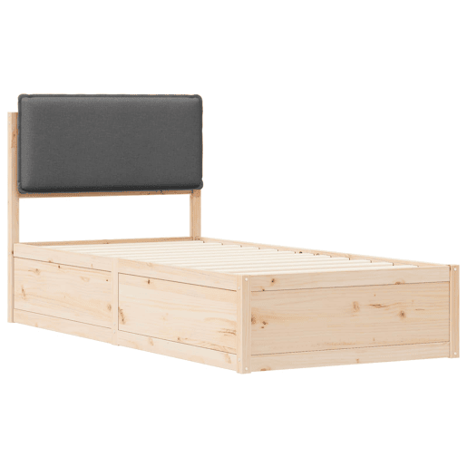 Estrutura de cama de solteiro para adultos com Cabeceira Estofada Cinza Escuro
