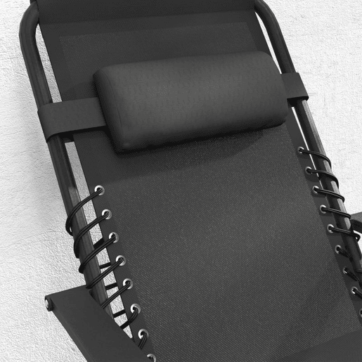 Outsunny Conjunto de 2 Espreguiçadeiras Jardim Exterior Dobráveis com Mesa Auxiliar Suportes para Copos Espreguiçadeiras de Gravidade Zero com Encosto Ajustável Apoios de Braços Removíveis para Pátio Piscina Terraço Exterior Preto